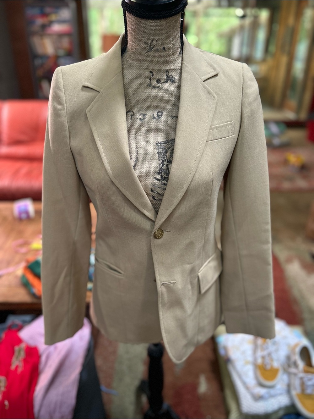 Classic Women's Single-Button Tan Blazer